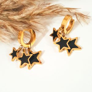 Material: Steel  Color: Gold with black  Dimensions  Thickness: 0.2 cm  Length - Height: 1.5x3 cm