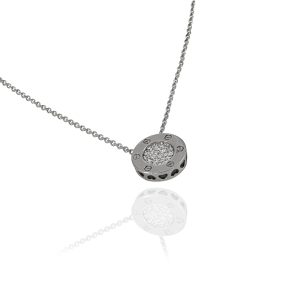 Υλικό: Ασήμι 925 Χρώμα:Ασημί Πέτρες ζιργκόν : Άσπρο Διαστάσεις: 38.5 cm + 3.7 cm Προέκταση Στοιχείο: 1.2 cm