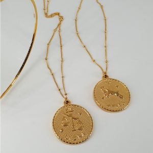 Women's Gold Necklace with Zodiac Choice (Aries or Libra) - ZODIAC CICLO