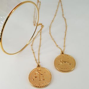 Women's Gold Necklace with Zodiac Choice (Aries or Libra) - ZODIAC CICLO